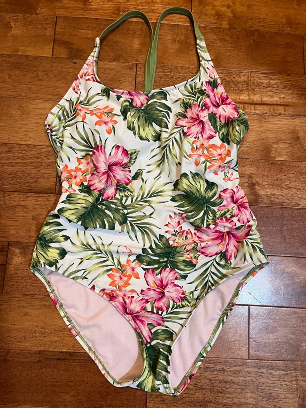 Hurley Tropical Floral One-Piece Swimsuit — Pink, Green, Orange, White